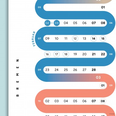 Grafische Jahres-Übersicht 2026 / mit Feiertagen und Ferien deiner Stadt / A3 Naturpapier