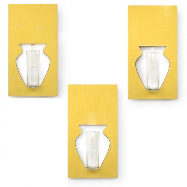 Wandvase flortrait vintage gelb