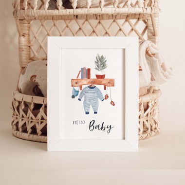 Paperlandscape | Faltkarte | Hello Baby | Aquarell