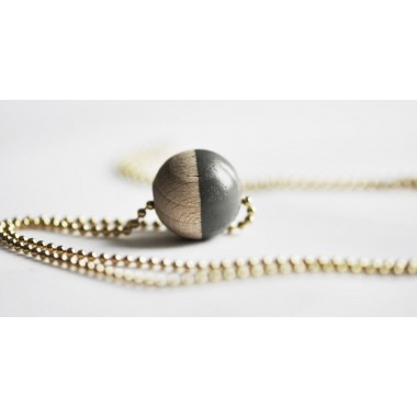 nahili KETTE half color half wood *Gelbgold* lange goldene Kügelchenkette