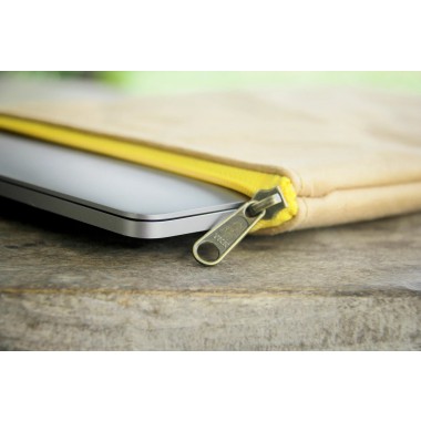 Laptop-Hülle 13 " - 14 " Zoll aus Kraft Papier mit gelbem Zipper