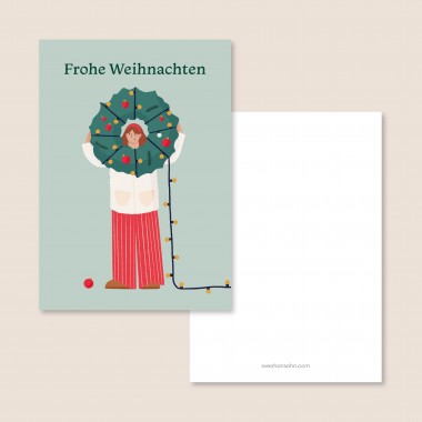 Weihnachtskranz / Postkarte A6 / Svea Hansohn Illustration