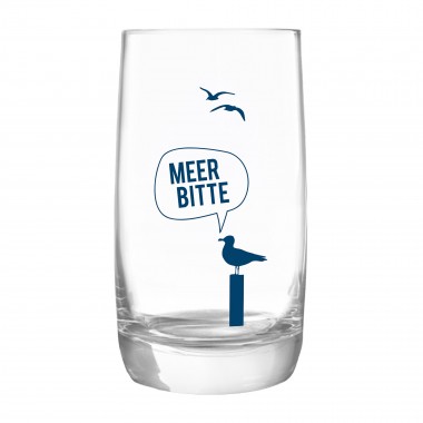 Kristallglas, Longdrinkglas "Meer Bitte Möwe" made in EU