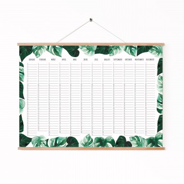Paperlandscape | Zeitloser Wandkalender A3 "Geburtstagskalender Monstera" | Posterkalender | hochwertiger Aquarell Kalender | zeitlos und immerwährend