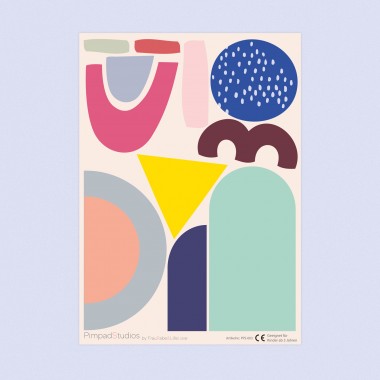 Pimpad Sticker Set "Shapes/Geo" (2 Bögen Aufkleber, umweltfreundlich, wiederverwendbar)