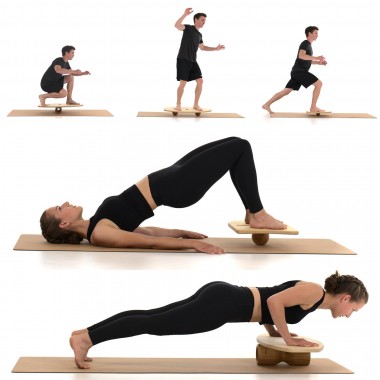 rollholz – Balanceboard & Faszienset zum Training für Gleichgewicht- & Koordinationsfähigkeit sowie Behandlung von beanspruchten Muskelgewebestrukturen (Set klein | Buche)
