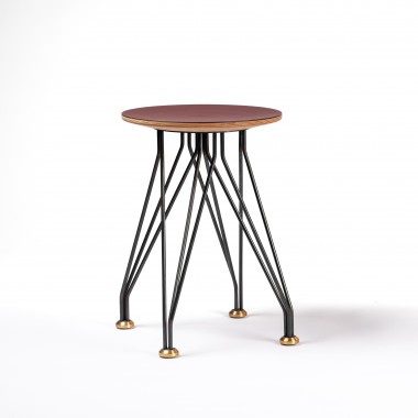 L hoch 2  Hocker 01.02 mit Linoleum burgundy