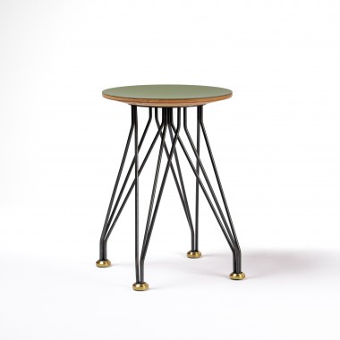 L hoch 2  Hocker 01.02 mit Linoleum olive