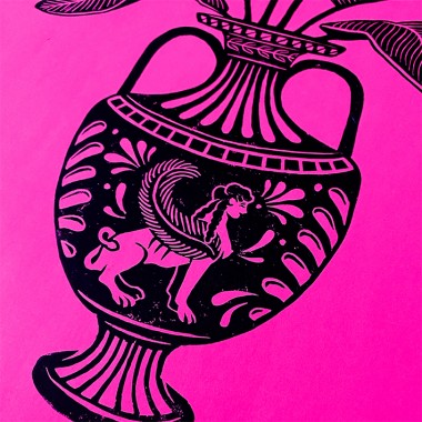 Juliana Fischer - Vase Sphinx - Linoldruck, neonpink, DIN A3