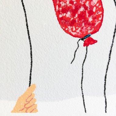 Wurstballon – YUKY RYANG hochwertiger Kunstdruck (Giclée), Format 40 x 40cm