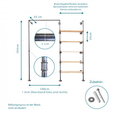 Offener Kleiderschrank im Industriedesign in Wunschgröße - Ankleidesystem mit Kleiderstange + Regal aus Wasserrohr
