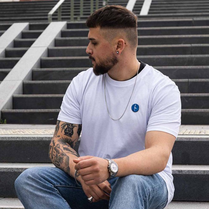 Stadtliebe® | Sylt T-Shirt mit „Insel“ Stick weiss 100% Bio-Baumwolle

