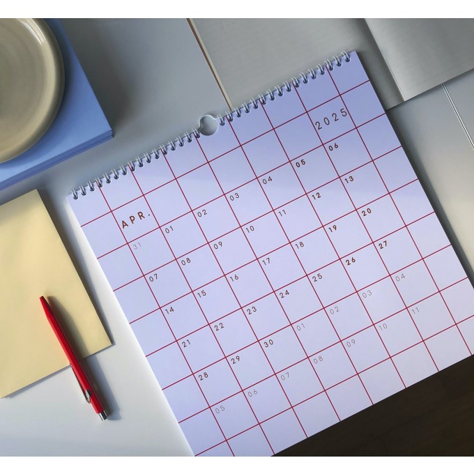 Wandkalender 2027, rotkariert - SANS.