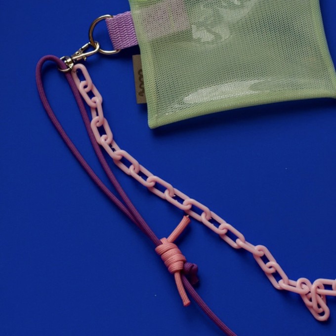 Verstellbare Kette – Acryl & Paracord (mit optionalem Handy-Halter) - Lila & Rosa – Pikto3000