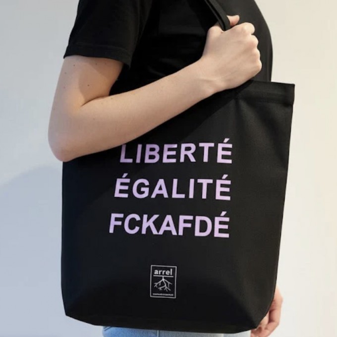 FCKAFDÉ Premium Tote Bag - Black & Purple - arrel