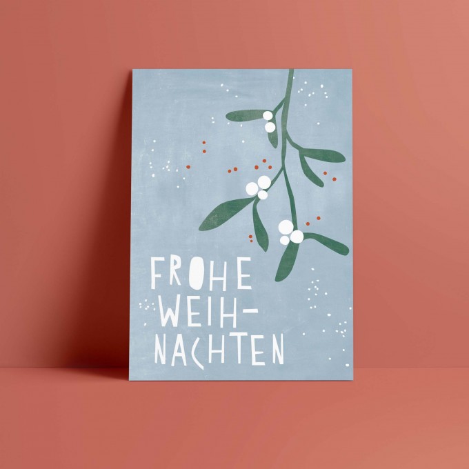 Designfräulein // Weihnachtskarte // Frohe Weihnachten Mistelzweig