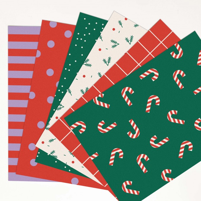 Designfräulein // Geschenkpapier-Set Weihnacht// Dekopapier A3 // Colourful Pattern 