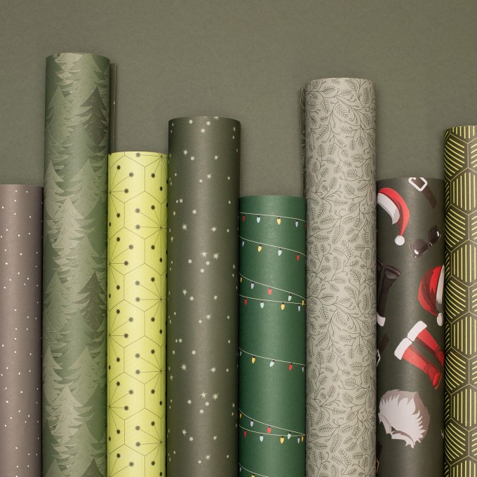 12 Bogen Weihnachtspapier mit verschiedenen Mustern (grün) von My Pretty Circus