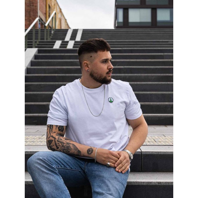 Stadtliebe® | Kassel T-Shirt mit gesticktem „Herkules“ weiss 100% Bio-Baumwolle
