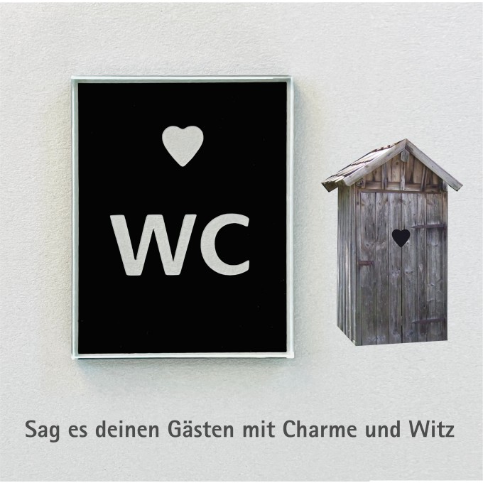 Keilbach Piktogramm "WC" aus Floatglass, selbstklebend, 7 x 9 cm