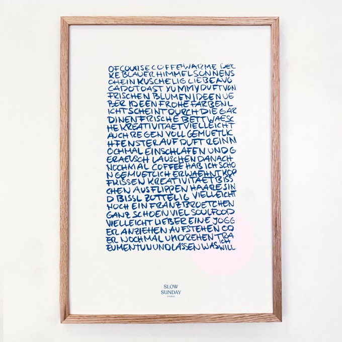 Sunday Love – A3 Poster, Type Art, Handschrift, Kunstdruck, Print, Illustration | Slow Sunday Studio