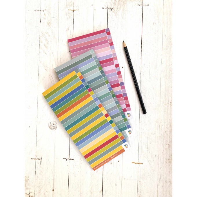 3 Notizblöcke im Set | bunt gestreift | Dreierpack gemischt | To-Do-Liste | To-Do-Block | 100% Recyclingpapier | je 50 Blatt