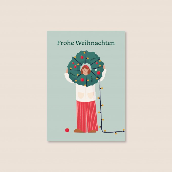 Weihnachtskranz / Postkarte A6 / Svea Hansohn Illustration